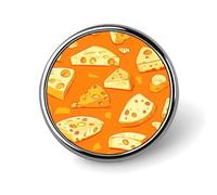 Broche/Badge Rond en Aluminium élégant, en Forme de Tranche de Fromage, pour vêtements, Sacs à Dos et Chapeaux.