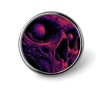 Broche/Badge Rond en Aluminium, Motif crâne maléfique Violet, Style élégant, pour vêtements, Sacs à Dos et Chapeaux.