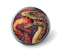 Broche/Badge Rond en Aluminium représentant Un Serpent démoniaque enflammé, élé et décoratif pour vêtements, Sacs à Dos et Chapeaux.