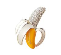 Broche banane en strass fantaisie en forme de fruits pour femme - Épingle à nourrice en strass - Pour bijoux, colliers, sacs, vêtements, Métal