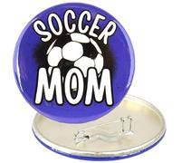 Broche bleue pour maman de football, bouton rond, accessoire de jour de match pour femme, cadeau pour mère, 5,7 cm, Small, Plastique, Sans pierre précieuse
