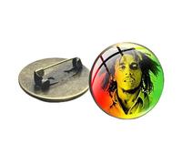 Broche Bob Marley Jamaïque Reggae Singer, Super Musique, Star Punk Image Cabochon en Verre pour Homme Femme Décoration de Sac
