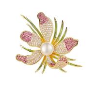 Broche Bohème Fleur D'Orchidée En Zirconium Et Strass - Épingle Élégante à Porter Sur Veste Ou Robe - L'Accessoire Idéal Pour Mariage, Saint-Valentin Et Fête Des Mères