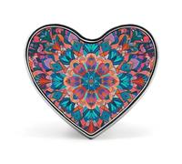 Broche bohème psychédélique motif paon mandala tribus amérindiennes - Broche en forme de cœur pour hommes et femmes, accessoires de costume, épingles à revers en émail léger de 2,5 cm pour sacs à dos,