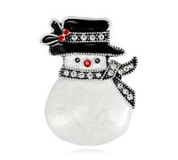 Broche bonhomme de neige de Noël européen, américain, polyvalent, coffre de Noël, fleur, vacances, fête, banquet, quotidien, Pierre Verre Pierre Émail Verre, Zircone cubique Agate Obsidienne