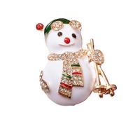 Broche bonhomme de neige, décorée de cristaux, accessoire en alliage pour fêtes de Noël, fêtes de famille, diamants festifs, bijoux élégants de bonhomme de neige, Einheitsgröße, comme décrit