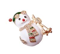 Broche bonhomme de neige sur le thème des vacances en alliage ornée de cristaux pour fête - Décoration festive - Broche en diamants, taille unique, Comme décrit