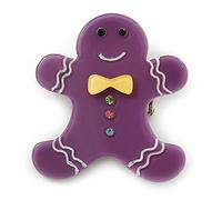 Broche « Bonhomme en pain d'épice » en cristal autrichien violet - 45 mm de long