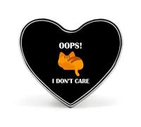 Broche bouton chat « Oups, je m'en fiche », badge en forme de cœur, décoration avec motif pour chapeau, vêtement ou sac