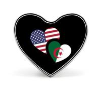 Broche bouton drapeau américain Algérie, insignes en forme de cœur, décoration graphique pour chapeau, vêtement ou sac