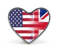 Broche bouton drapeau USA/Grande-Bretagne, insignes en forme de cœur, décoration avec motif graphique pour chapeau, vêtement ou sac