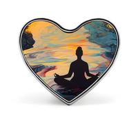 Broche bouton « Méditation dans une rivière psychédélique », badge en forme de cœur, décoration avec motif graphique pour chapeau, vêtement ou sac