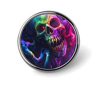 Broche bouton psychédélique Smog Skull Horror, badge rond décoratif avec motif graphique pour chapeau, vêtement ou sac