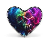 Broche bouton psychédélique Smog Skull Horror en forme de cœur, badge décoratif avec motif graphique pour chapeau, vêtement ou sac