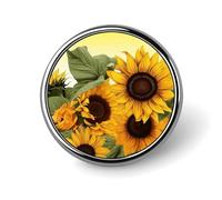 Broche bouton ronde en métal, épingle de revers tendance, tournesol, fond noir, badge bouton pour vêtements