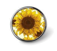 Broche bouton ronde en métal, épingle de revers tendance, tournesol, fond noir, badge bouton pour vêtements
