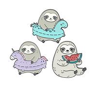 Broche broche badges paresseux de dessin animé animal alliage d'huile de chute créative pour femmes décoration 3pcs