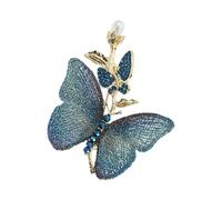 Broche brodée de luxe en forme de papillon faite à la main avec base en alliage et perles d'imitation, accessoire vestimentaire inspiré de la culture