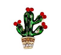 Broche Cactus en Pierre Précieuse avec Paillettes, Alliage Vert | Décoratif pour Chapeau et Paquet, Style Délicat et Scintillant, Présent de Noël pour Filles