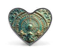 Broche calendrier maya fin du monde en alliage en forme de cœur pour vestes, sacs