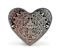 Broche calendrier maya fin du monde en alliage en forme de cœur pour vestes, sacs