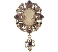 Broche camée en strass en alliage, broche avec broche en pierre victorienne avec fleur antique vintage