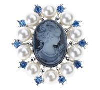 Broche camée vintage en cristal pour femme avec strass et fausses perles, badge camée élégant pour fête de mariage
