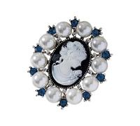 Broche camée vintage ornée de perles - Broche tendance en alliage - Bijou de poitrine avec fermoir - Épinglette royale classique, M, Comme décrit