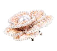 Broche Camélia Fleur en Perles et Tissu Beige, Ambiance Noël, Femmes | Décoration Élégante Réutilisable pour Cardigans et Foulards, Fixation Pratique, en Tenue de Soirée ou Événement Thématique