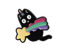 Broche capricieuse en forme de chats noirs avec corne en alliage robuste sur le thème des animaux - Cadeau pour femmes et adolescents - Bijoux fantaisie colorés, taille unique, Comme décrit