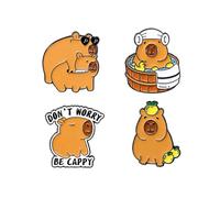 Broche Capybaras de dessin animé coloré, épingle à revers ludique, ornement pour améliorer votre déclaration de mode, épingle à revers colorée