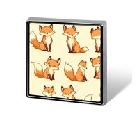 Broche carrée à motif renard, en forme de cœur, pour décorer sacs à dos, vestes et chapeaux.