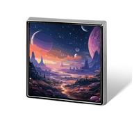 Broche carrée colorée sur le thème de l'espace rétro pour hommes et femmes, épingle à revers carrée tendance - Badges en émail mignons, épinglette en alliage d'aluminium pour chapeaux, chemises, sacs,