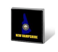 Broche carrée drapeau du New Hampshire, insigne en métal, accessoire de décoration pour veste, chapeau ou sac.