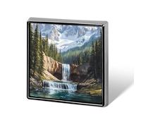 Broche carrée élégante Snow Mountain Melt River, épingles, boutons, badges sans couture pour revers, pour toutes les occasions