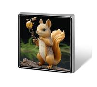 Broche carrée en alliage d'aluminium et résine en forme d'écureuil, badge décoratif tendance pour hommes et femmes, sacs à dos, vêtements, vestes, cadeaux