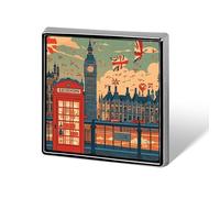 Broche carrée en alliage d'aluminium « J'aime Londres », badge décoratif tendance pour hommes et femmes, sacs à dos, vêtements, vestes, cadeaux
