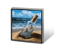 Broche carrée en alliage d'aluminium, mignonne et amusante, personnalisée, avec motif de bouteille à souhaits et paysage marin. Idéale pour décorer vêtements, sacs à dos, chapeaux et vestes.