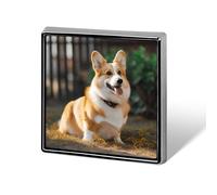 Broche carrée en alliage d'aluminium, motif chien Corgi, badge décoratif tendance pour hommes et femmes, sacs à dos, vêtements, vestes, cadeaux