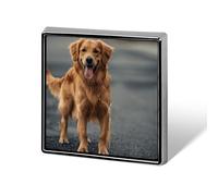 Broche carrée en alliage d'aluminium, motif chien qui colle la langue, badge décoratif tendance pour hommes et femmes, sacs à dos, vêtements, vestes, cadeaux