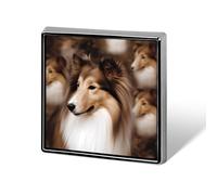 Broche carrée en alliage d'aluminium, motif chien Sheltie, badge décoratif tendance pour hommes et femmes, sacs à dos, vêtements, vestes, cadeaux