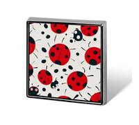 Broche carrée en alliage d'aluminium, motif coccinelle tachetée rouge et noire, badge décoratif tendance pour hommes et femmes, sacs à dos, vêtements, vestes, cadeaux