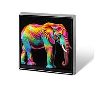 Broche carrée en alliage d'aluminium, motif éléphant coloré, badge décoratif pour hommes et femmes, sacs à dos, vêtements, vestes, cadeaux