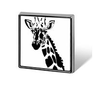 Broche carrée en alliage d'aluminium, motif girafe noir et blanc, décoration tendance pour hommes et femmes, sacs à dos, vêtements, vestes, cadeaux