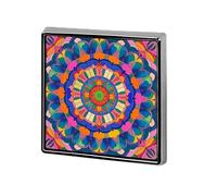 Broche carrée en alliage d'aluminium, motif mandala coloré, décoration pour hommes et femmes, sacs à dos, vêtements, vestes, cadeaux