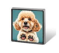 Broche carrée en alliage d'aluminium, motif pattes de chien, badge décoratif tendance pour hommes et femmes, sacs à dos, vêtements, vestes, cadeau