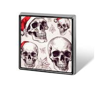 Broche carrée en alliage d'aluminium, motif tête de mort, badge décoratif pour homme et femme, sac à dos, vêtements, vestes, cadeau
