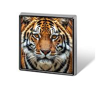 Broche carrée en alliage d'aluminium, motif tigre féroce, badge décoratif tendance pour hommes et femmes, sacs à dos, vêtements, vestes, cadeaux