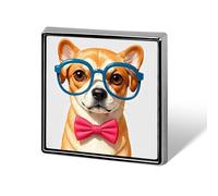 Broche carrée en alliage d'aluminium, nœud papillon souple pour chien, lunettes surdimensionnées, revers tendance, badges décoratifs pour hommes et femmes, sacs à dos, vêtements, vestes, cadeaux