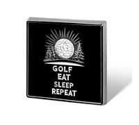 Broche carrée en émail « Golf Eat Sleep Repeat », badge, décoration pour chapeau, vêtements, sacs, accessoires, cadeau, artisanat